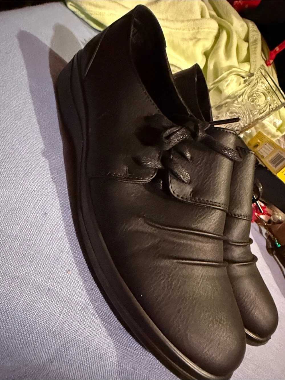Black Leather Slip-On Comfort Shoes harborsides- new without tags.